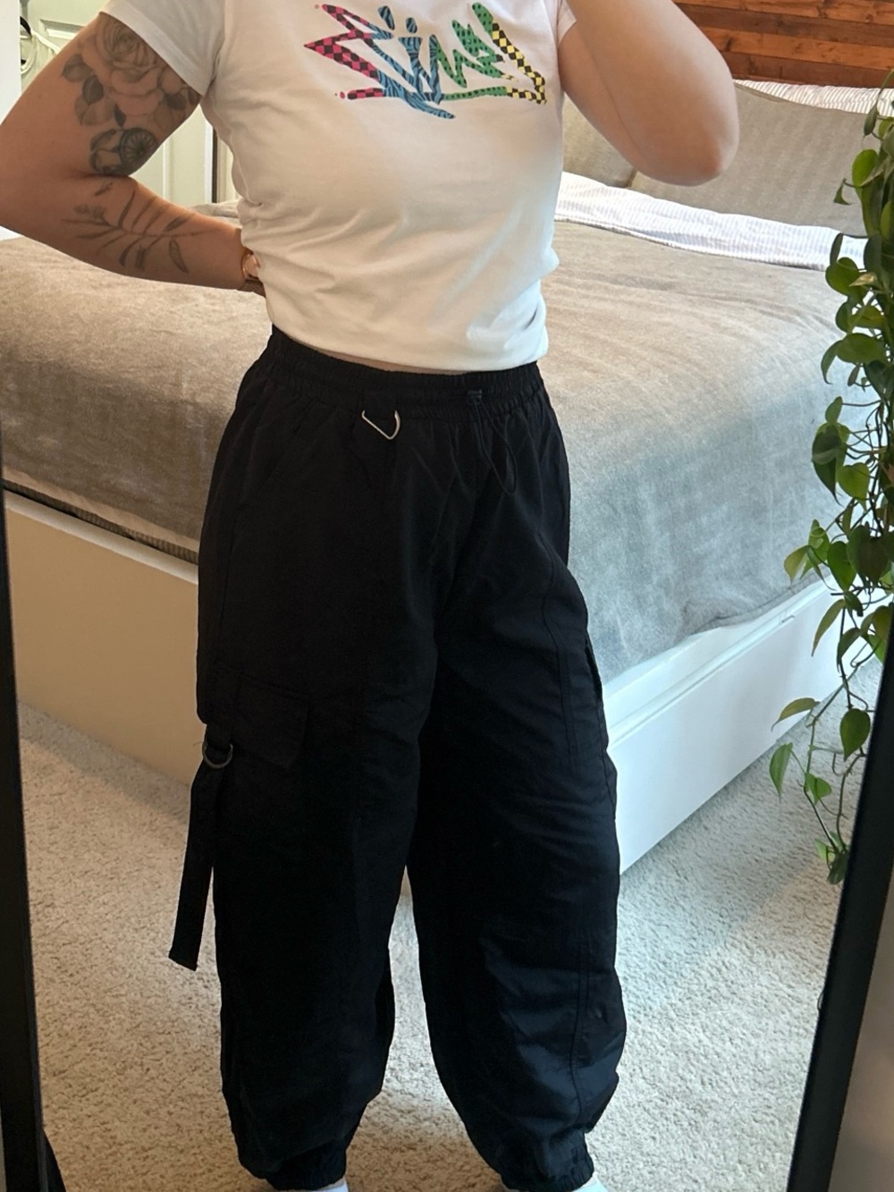 Black Women's Cargo Track Pants